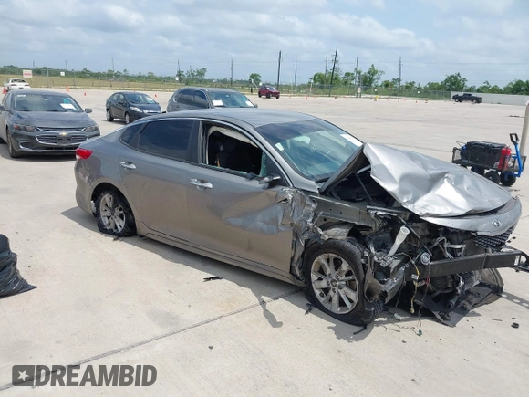 2018 Kia Optima LX with VIN 5XXGT4L38JG237631, listed as a IAAI auction lot 42286779 with 156,471 mi miles and . Bid and sale history available at DreamBid. Image 1.
