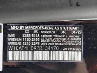 2023 Mercedes-Benz C 300 with VIN W1KAF4HB9PR134470, listed as a Copart auction lot 47826165 with 4,255 mi miles and Salvage Title. Bid and sale history available at DreamBid. Image 12.