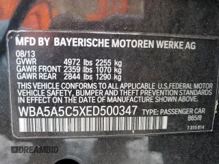 2014 BMW 5 Series 528i z VIN WBA5A5C5XED500347, wystawiony jako Copart lot #58215215 z przebiegiem 205 748 mil mil oraz Szkoda całkowita • Salvage title. Historia ofert i sprzedaży dostępna na DreamBid. Obrazek 13.