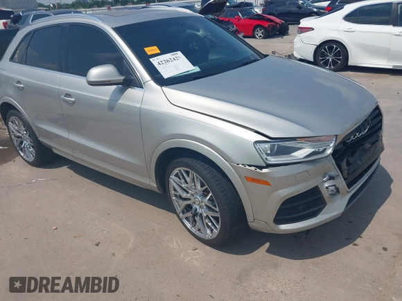 2016 Audi Q3 Premium Plus z VIN WA1EFCFS3GR002758, wystawiony jako IAAI lot #42262429 z przebiegiem 134 850 mil mil oraz . Historia ofert i sprzedaży dostępna na DreamBid. Obrazek 1.