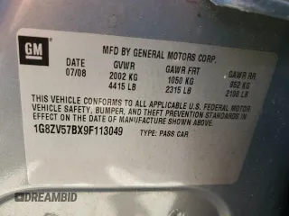 2009 Saturn Aura XR with VIN 1G8ZV57BX9F113049, listed as a Copart auction lot 53128695 with 153,178 mi miles and Salvage Title. Bid and sale history available at DreamBid. Image 13.