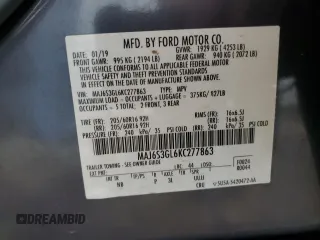 2019 Ford EcoSport SE with VIN MAJ6S3GL6KC277863, listed as a Copart auction lot 54396745 with 67,876 mi miles and Salvage Title. Bid and sale history available at carsss.com. Image 14.