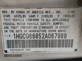 2002 Honda Accord SE z VIN 1HGCG66852A067989, wystawiony jako IAAI lot #41868854 z przebiegiem 177 905 mil mil oraz . Historia ofert i sprzedaży dostępna na DreamBid. Obrazek 9.