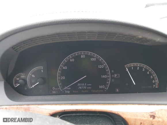 2009 Mercedes-Benz S-Class 5.5L V8 with VIN WDDNG86XX9A262951, listed as a IAAI auction lot 41457411 with 78,770 mi miles. Bid and sale history available at carsss.com. Image 7.