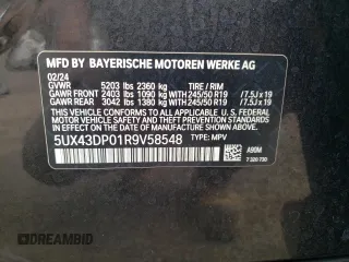2024 BMW X3 sDrive30i with VIN 5UX43DP01R9V58548, listed as a Copart auction lot 47948765 with 23,363 mi miles and Salvage Title. Bid and sale history available at DreamBid. Image 12.
