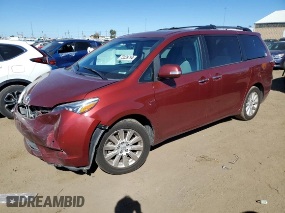 2015 Toyota Sienna Ltd with VIN 5TDDK3DC5FS107388, listed as a Copart auction lot 73239794 with 103,249 mi miles and Salvage Title. Bid and sale history available at carsss.com. Image 1.