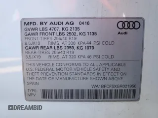 2016 Audi Q3 Premium Plus with VIN WA1BFCFSXGR021956, listed as a Copart auction lot 71396492 with 80,654 mi miles. Bid and sale history available at carsss.com. Image 14.
