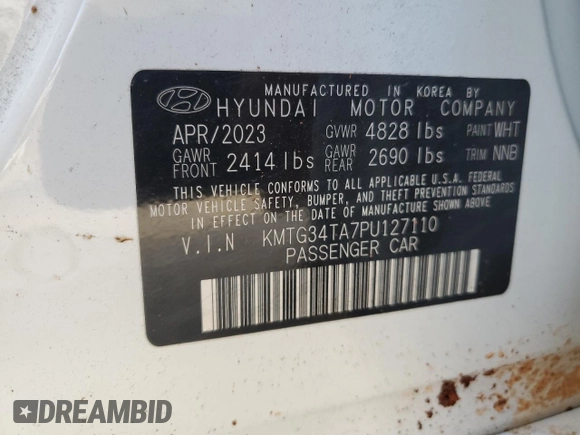 2023 Genesis G70 2.0T with VIN KMTG34TA7PU127110, listed as a Copart auction lot 41560564 with Not Provided miles and Non Repairable. Bid and sale history available at DreamBid. Image 12.