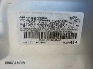 2003 Mitsubishi Outlander XLS with VIN JA4LX41G13U042485, listed as a Copart auction lot 48997135 with 282,028 mi miles and Salvage Title. Bid and sale history available at carsss.com. Image 12.