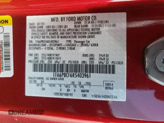 2024 Ford Mustang GT with VIN 1FA6P8CF6R5403961, listed as a Copart auction lot 64547695 with Not provided miles and Salvage title. Bid and sale history available at DreamBid. Image 12.