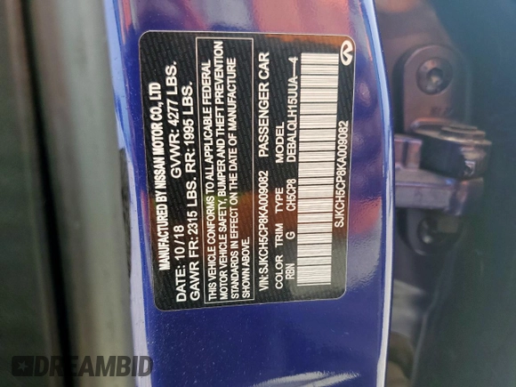 2019 Infiniti QX30 Luxe z VIN SJKCH5CP8KA009082, wystawiony jako Copart lot #62414445 z przebiegiem 66 447 mil mil oraz Szkoda całkowita • Salvage title. Historia ofert i sprzedaży dostępna na DreamBid. Obrazek 13.