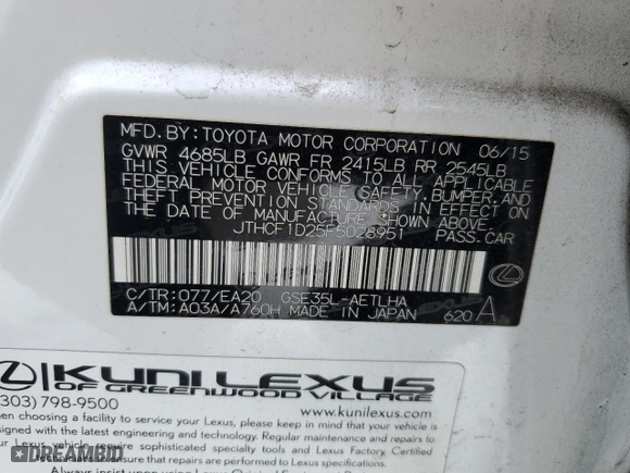 2015 Lexus IS 250 with VIN JTHCF1D25F5028951, listed as a Copart auction lot 44775515 with 120213 miles and Salvage Title. Bid and sale history available at carsss.com. Image 13.