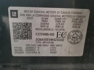 2019 Chevrolet Equinox LS with VIN 2GNAXSEV4K6210182, listed as a Copart auction lot 45501265 with 143,556 mi miles and Salvage Title. Bid and sale history available at carsss.com. Image 13.