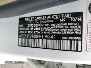 2015 Mercedes-Benz E 350 Luxury with VIN WDDHF8JB8FB105341, listed as a Copart auction lot 56466245 with 73,068 mi miles and Salvage title. Bid and sale history available at DreamBid. Image 12.