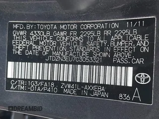 2012 Toyota Prius Two z VIN JTDZN3EU7C3053321, wystawiony jako IAAI lot #42386200 z przebiegiem 94 041 mil mil oraz . Historia ofert i sprzedaży dostępna na DreamBid. Obrazek 9.