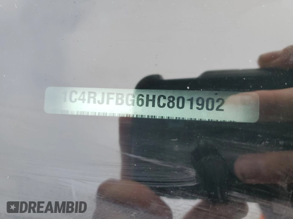 2017 Jeep Grand Cherokee Limited with VIN 1C4RJFBG6HC801902, listed as a Copart auction lot 58789455 with Not provided miles and Salvage title. Bid and sale history available at DreamBid. Image 14.