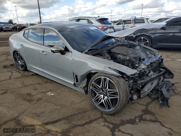 2023 Kia Stinger GT2 with VIN KNAE55LC1P6134059, listed as a Copart auction lot 72999604 with 36,679 mi miles and Salvage Title. Bid and sale history available at carsss.com. Image 4.