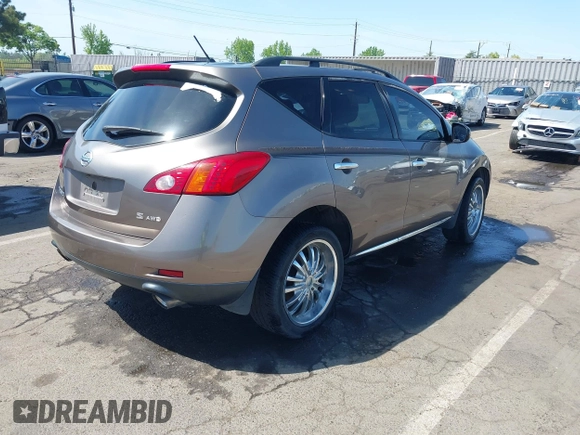 2009 Nissan Murano S with VIN JN8AZ18W09W101370, listed as a IAAI auction lot 42100083 with 168,687 mi miles and . Bid and sale history available at carsss.com. Image 4.