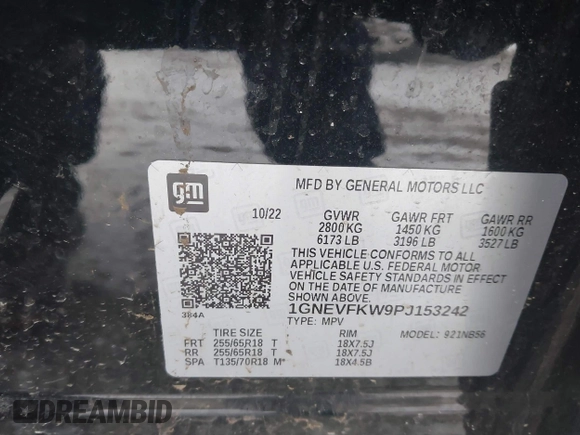 2023 Chevrolet Traverse LS with VIN 1GNEVFKW9PJ153242, listed as a IAAI auction lot 41287046 with 25,088 mi miles. Bid and sale history available at carsss.com. Image 9.