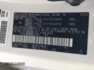 2021 Toyota Sienna Limited with VIN 5TDZSKFC5MS032668, listed as a IAAI auction lot 41858027 with 89,988 mi miles and . Bid and sale history available at DreamBid. Image 9.