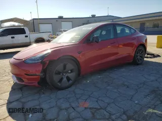 2022 Tesla Model 3 Long Range with VIN 5YJ3E1EB9NF104963, listed as a Copart auction lot 48544255 with 56,451 mi miles and Salvage Title. Bid and sale history available at DreamBid. Image 1.
