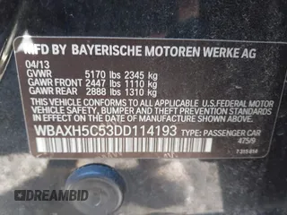 2013 BMW 5 Series 528i xDrive with VIN WBAXH5C53DD114193, listed as a IAAI auction lot 41732678 with 185,863 mi miles. Bid and sale history available at carsss.com. Image 9.