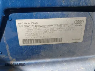 2003 Audi A4 1.8T z VIN WAULC68E73A396334, wystawiony jako IAAI lot #42042609 z przebiegiem 155 748 mil mil oraz . Historia ofert i sprzedaży dostępna na DreamBid. Obrazek 9.