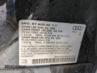2022 Audi A4 allroad Premium Plus with VIN WA18AAF43NA012252, listed as a Copart auction lot 41359455 with 51,136 mi miles and Salvage Title. Bid and sale history available at carsss.com. Image 12.