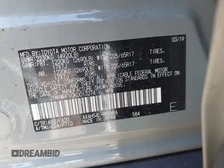 2019 Toyota RAV4 Hybrid XLE with VIN JTMRWRFV0KD013274, listed as a IAAI auction lot 41918992 with 97,850 mi miles. Bid and sale history available at carsss.com. Image 9.
