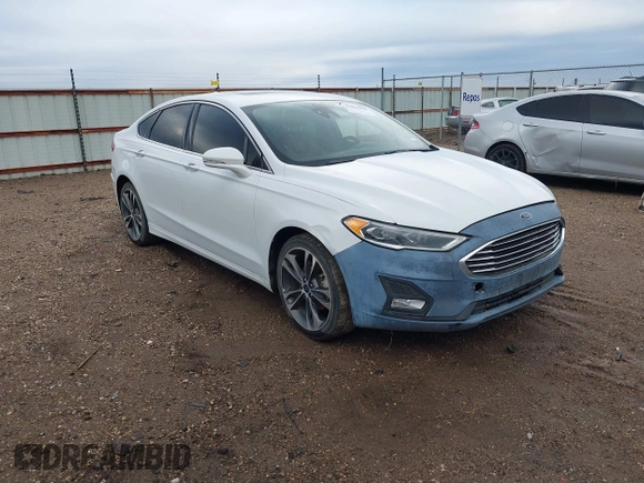 2019 Ford Fusion Titanium with VIN 3FA6P0D93KR138574, listed as a IAAI auction lot 41967094 with 118,297 mi miles. Bid and sale history available at carsss.com. Image 1.
