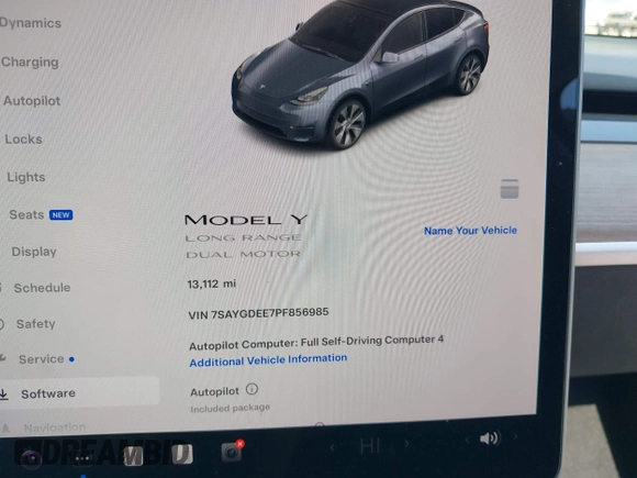2023 Tesla Model Y Long Range with VIN 7SAYGDEE7PF856985, listed as a IAAI auction lot 42097675 with 13,112 mi miles and . Bid and sale history available at DreamBid. Image 7.