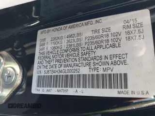 2016 Acura RDX with VIN 5J8TB4H34GL000252, listed as a IAAI auction lot 41214093 with 75,894 mi miles. Bid and sale history available at carsss.com. Image 9.