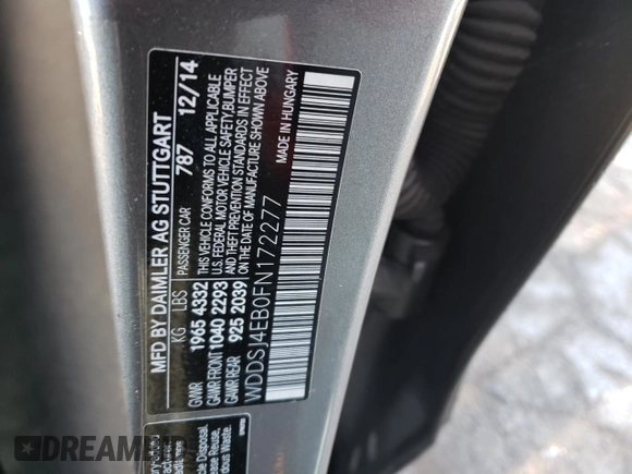 2015 Mercedes-Benz CLA 250 with VIN WDDSJ4EB0FN172277, listed as a Copart auction lot 42462274 with 100,977 mi miles and . Bid and sale history available at DreamBid. Image 13.