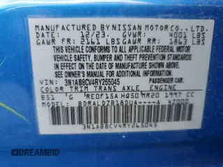 2024 Nissan Sentra SV with VIN 3N1AB8CV4RY265045, listed as a Copart auction lot 59188985 with 5,232 mi miles and Salvage title. Bid and sale history available at DreamBid. Image 12.