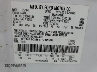2014 Ford F-150 XL с VIN 1FTMF1CM8EFC12380, выставлен на аукционе Copart как лот 54990645 с пробегом 151 103 миль миль и Списание • Salvage title. История ставок и продаж доступна на DreamBid. Изображение 12.
