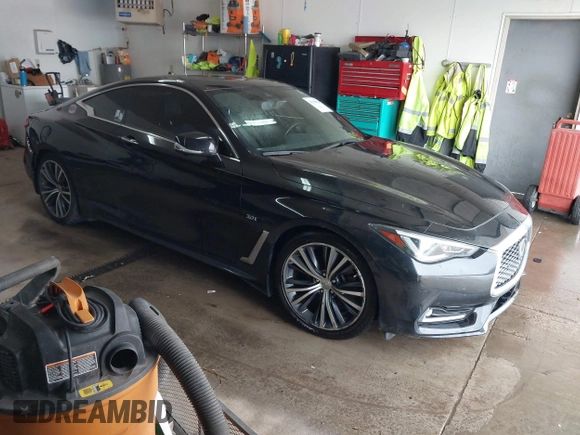 2018 Infiniti Q60 Luxe with VIN JN1EV7EK3JM340105, listed as a IAAI auction lot 41398824 with 62,722 mi miles and . Bid and sale history available at carsss.com. Image 1.