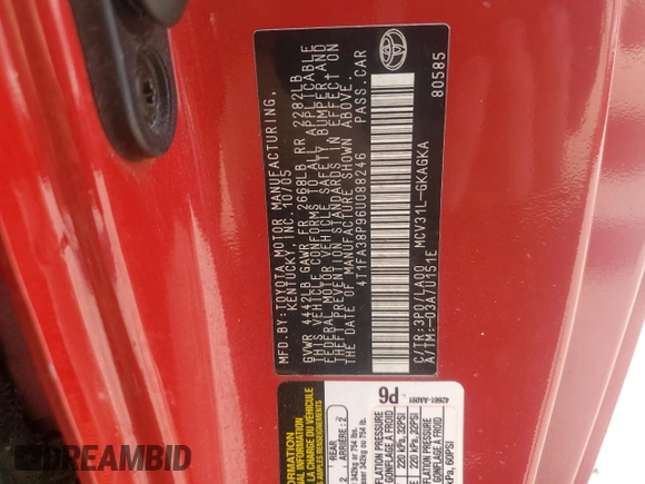 2006 Toyota Solara SE with VIN 4T1FA38P96U088246, listed as a Copart auction lot 69584054 with 143,392 mi miles and Salvage Title. Bid and sale history available at carsss.com. Image 12.