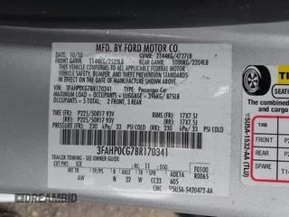 2011 Ford Fusion SEL with VIN 3FAHP0CG7BR170341, listed as a IAAI auction lot 42034192 with 128,279 mi miles. Bid and sale history available at carsss.com. Image 9.