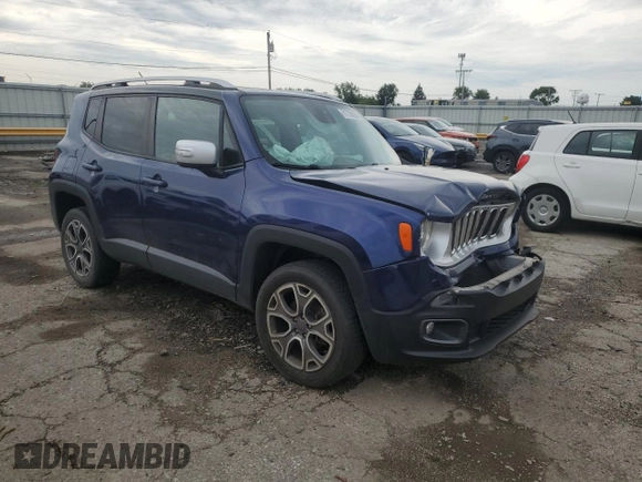 2017 Jeep Renegade Limited with VIN ZACCJBDBXHPE88574, listed as a Copart auction lot 61728625 with 106,116 mi miles and Salvage title. Bid and sale history available at DreamBid. Image 4.