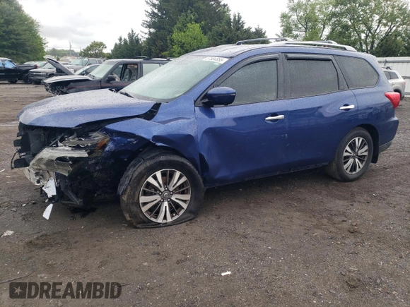 2017 Nissan Pathfinder SL with VIN 5N1DR2MM0HC648797, listed as a Copart auction lot 57584855 with 176,523 mi miles and Salvage title. Bid and sale history available at DreamBid. Image 1.
