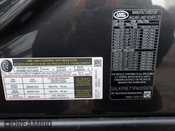 2023 Land Rover Range Rover SE z VIN SALKP9E71PA009978, wystawiony jako Copart lot #46023005 z przebiegiem 17 618 mil mil oraz Szkoda całkowita • Salvage title. Historia ofert i sprzedaży dostępna na DreamBid. Obrazek 15.