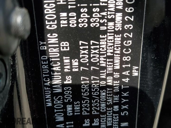 2012 Kia Sorento LX with VIN 5XYKT4A18CG232603, listed as a Copart auction lot 51419815 with 141,911 mi miles and Non Repairable. Bid and sale history available at carsss.com. Image 12.