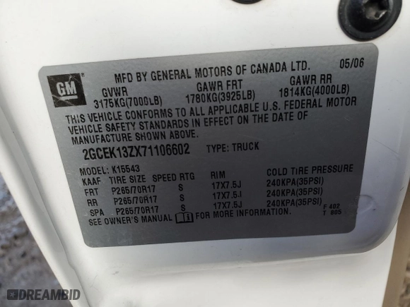 2007 Chevrolet Silverado 1500 Classic LT3 with VIN 2GCEK13ZX71106602, listed as a Copart auction lot 45354205 with 285,263 mi miles and Salvage Title. Bid and sale history available at carsss.com. Image 12.