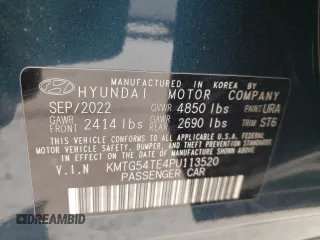 2023 Genesis G70 3.3T with VIN KMTG54TE4PU113520, listed as a Copart auction lot 49345075 with 35,625 mi miles and Salvage Title. Bid and sale history available at DreamBid. Image 12.