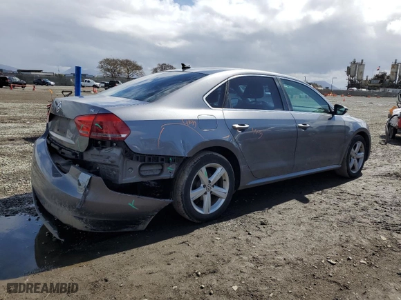 2012 Volkswagen Passat SE with VIN 1VWBP7A37CC012443, listed as a Copart auction lot 47641885 with 191,843 mi miles and Salvage Title. Bid and sale history available at carsss.com. Image 3.