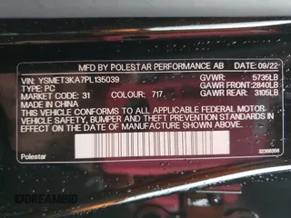 2023 Polestar 2 Performance z VIN YSMET3KA7PL135039, wystawiony jako Copart lot #73101384 z przebiegiem 27 198 mil mil oraz Czysty tytuł • Clean title. Historia ofert i sprzedaży dostępna na DreamBid. Obrazek 14.