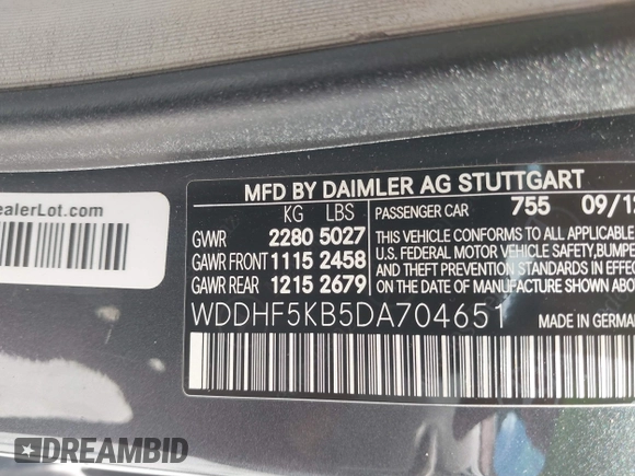 2013 Mercedes-Benz E 350 Luxury with VIN WDDHF5KB5DA704651, listed as a IAAI auction lot 42257818 with 86,860 mi miles and . Bid and sale history available at DreamBid. Image 9.
