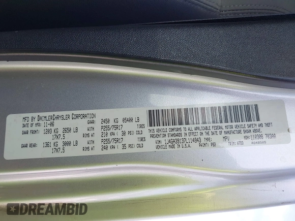 2007 Jeep Wrangler Unlimited X with VIN 1J4GA39137L114943, listed as a IAAI auction lot 42080263 with Not provided miles and . Bid and sale history available at DreamBid. Image 9.