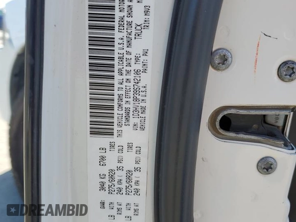 2009 Dodge 1500 TRX with VIN 1D3HV18P39S742106, listed as a Copart auction lot 58443365 with 183,753 mi miles and Clean title. Bid and sale history available at DreamBid. Image 12.