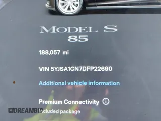 2013 Tesla Model S with VIN 5YJSA1CN7DFP22690, listed as a IAAI auction lot 40981089 with 188,057 mi miles. Bid and sale history available at carsss.com. Image 16.